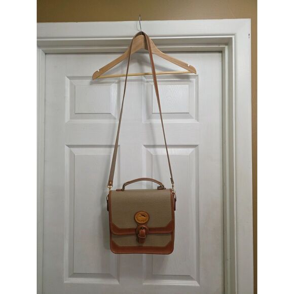 Vintage Dooney & Bourke AWL Pebbled Leather Crossbody (Tan/Brown) - Picture 4 of 16